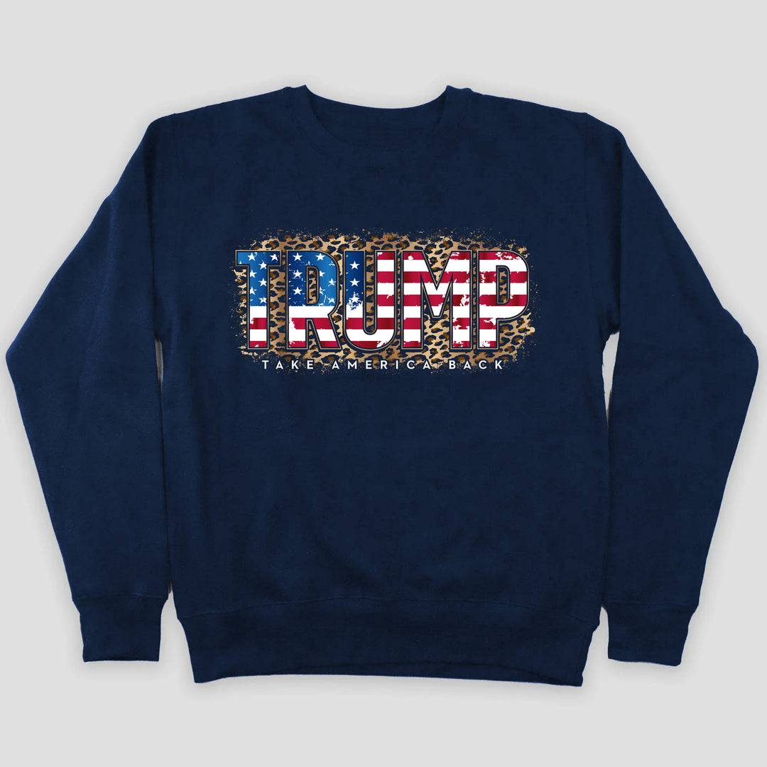 Trump Leopard Print NAVY Crewneck Sweatshirt