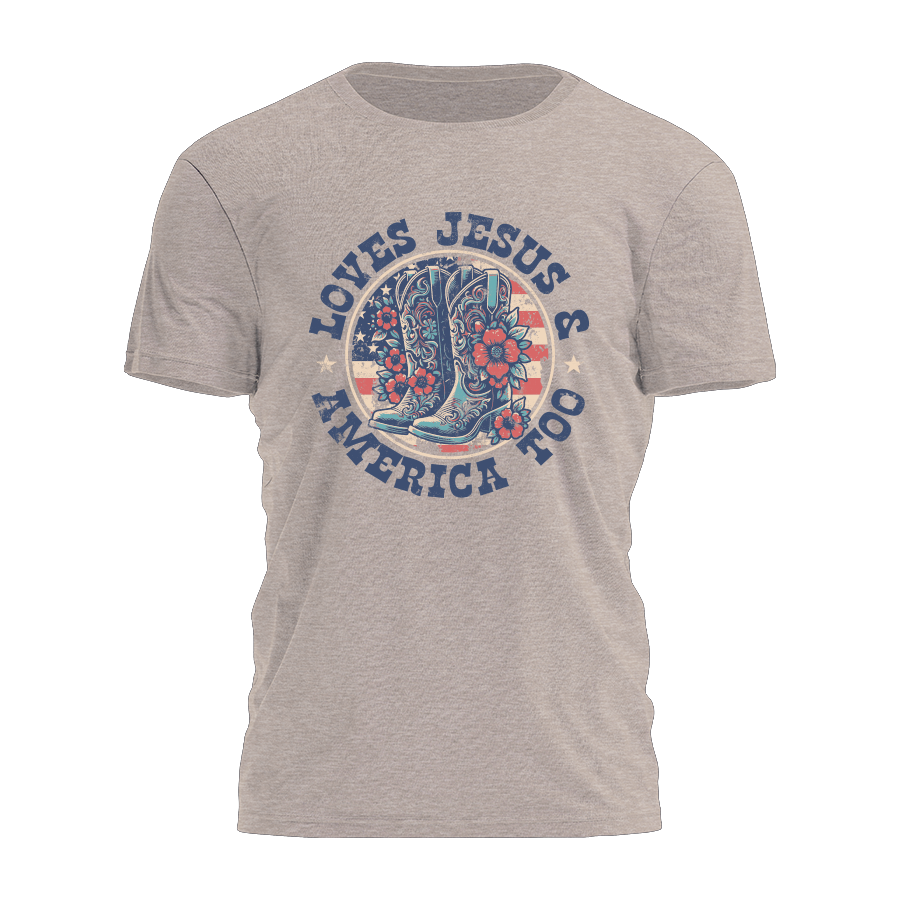 Loves Jesus And America Too Tee - 3718