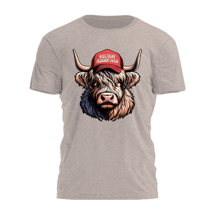 Make Trump President Again - Highland Cow Tee - 2614