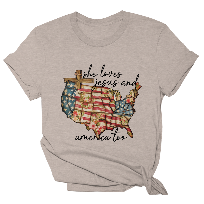 Loves Jesus and America Too Tee - 3319