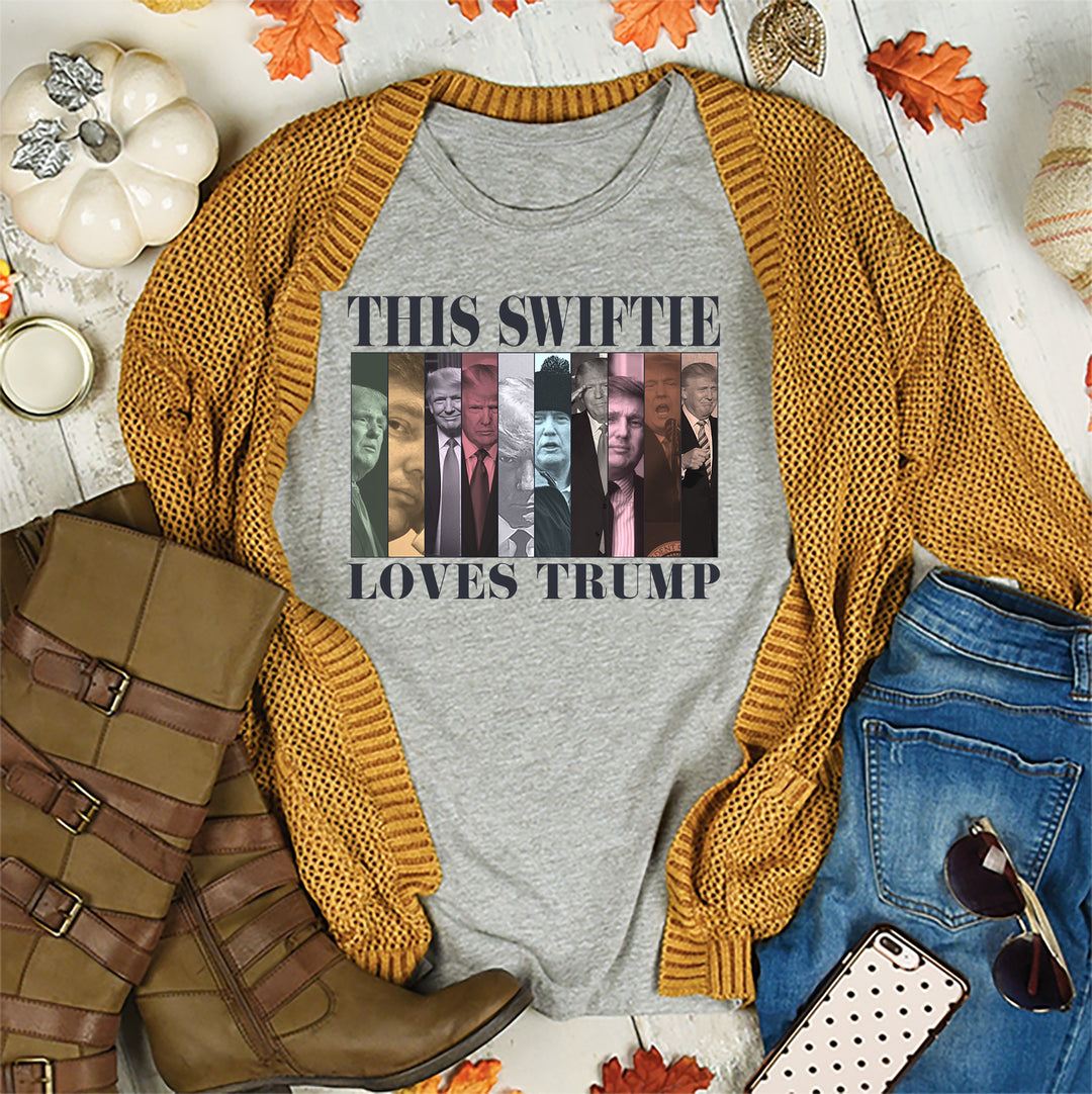 THIS SWIFTIE LOVES TRUMP WOMEN ATH GREY TEE