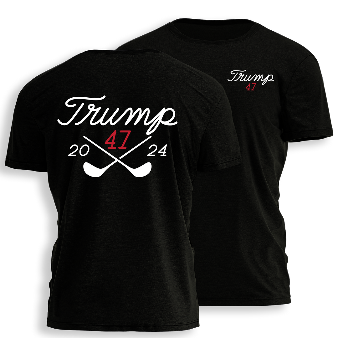 Trump 47 Black Golf Shirt Tee 7777