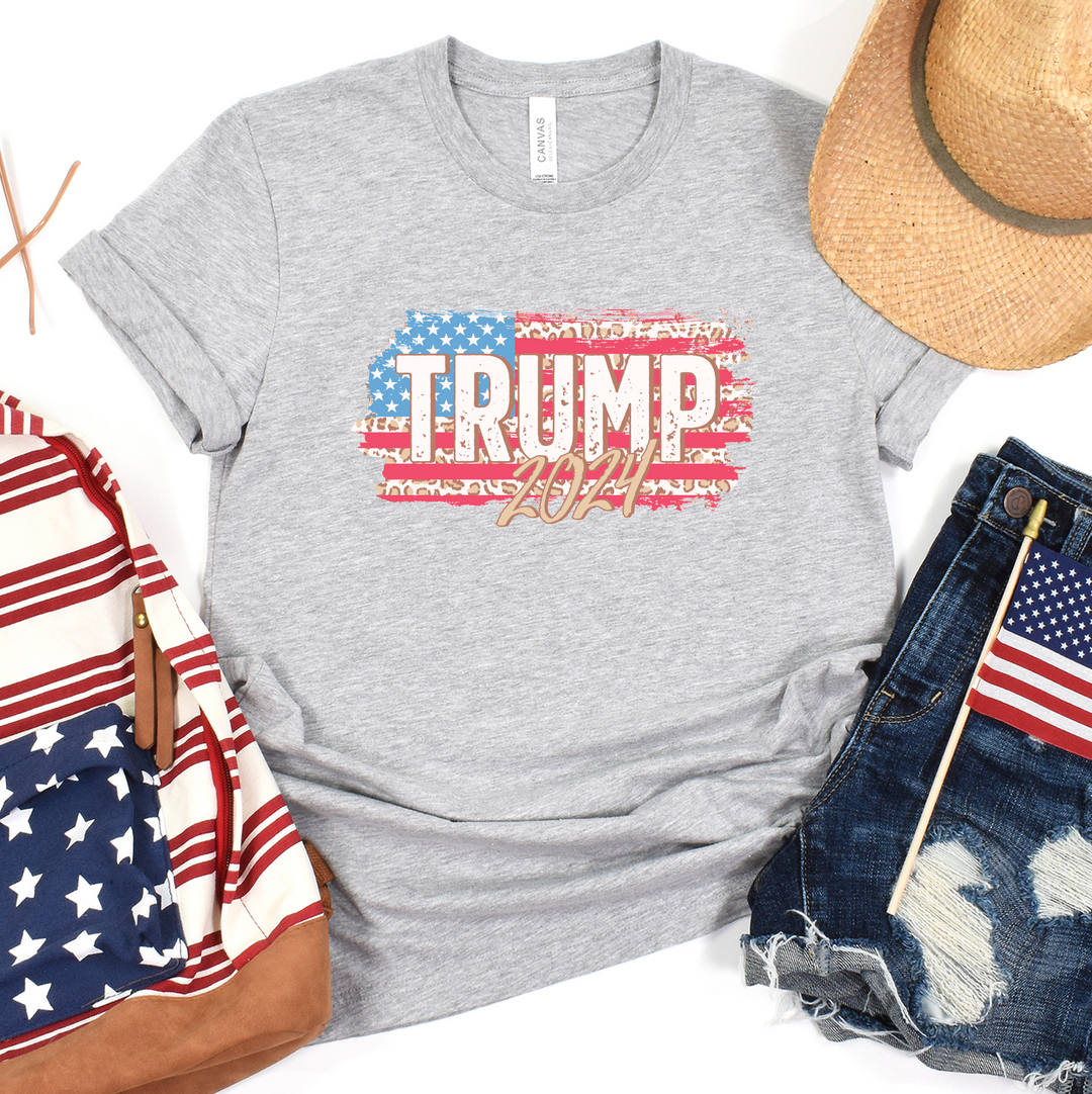 TRUMP 2024 LEOPARD PRINT FLAG Tee