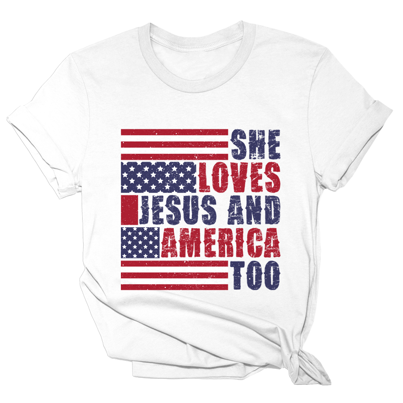 She Loves Jesus and America Too Tee - 2329