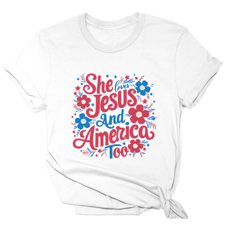 Loves Jesus and America Too Tee - 2579