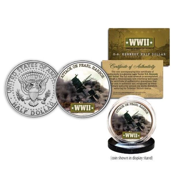 Attack On Pearl Harbor WWII JFK Half Dollar