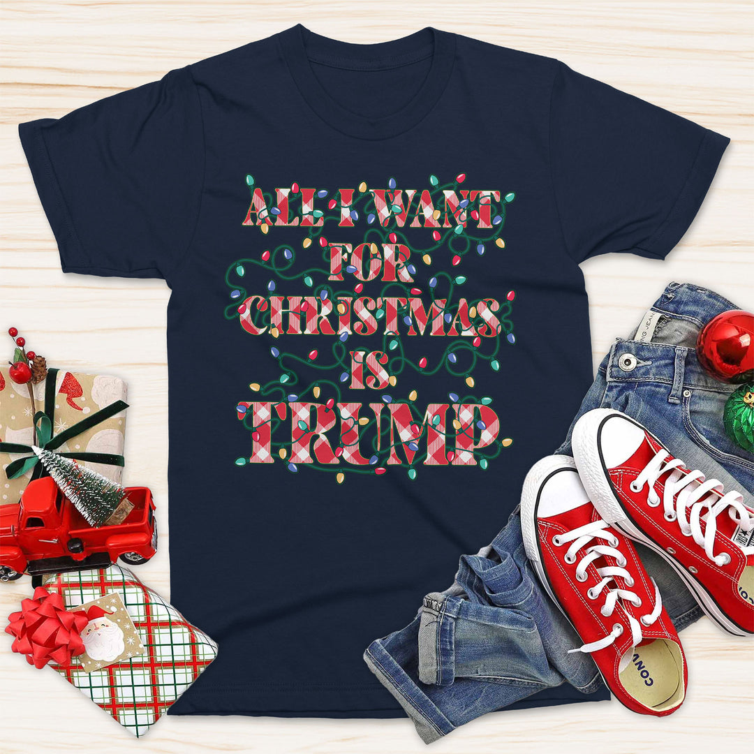 ALL I WANT FOR XMAS - LIGHTS - NAVY - GIRL VERSION Tee