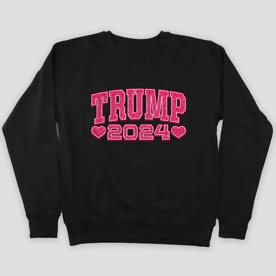 Trump 2024 Pink Glitter BLACK Crewneck Sweatshirt