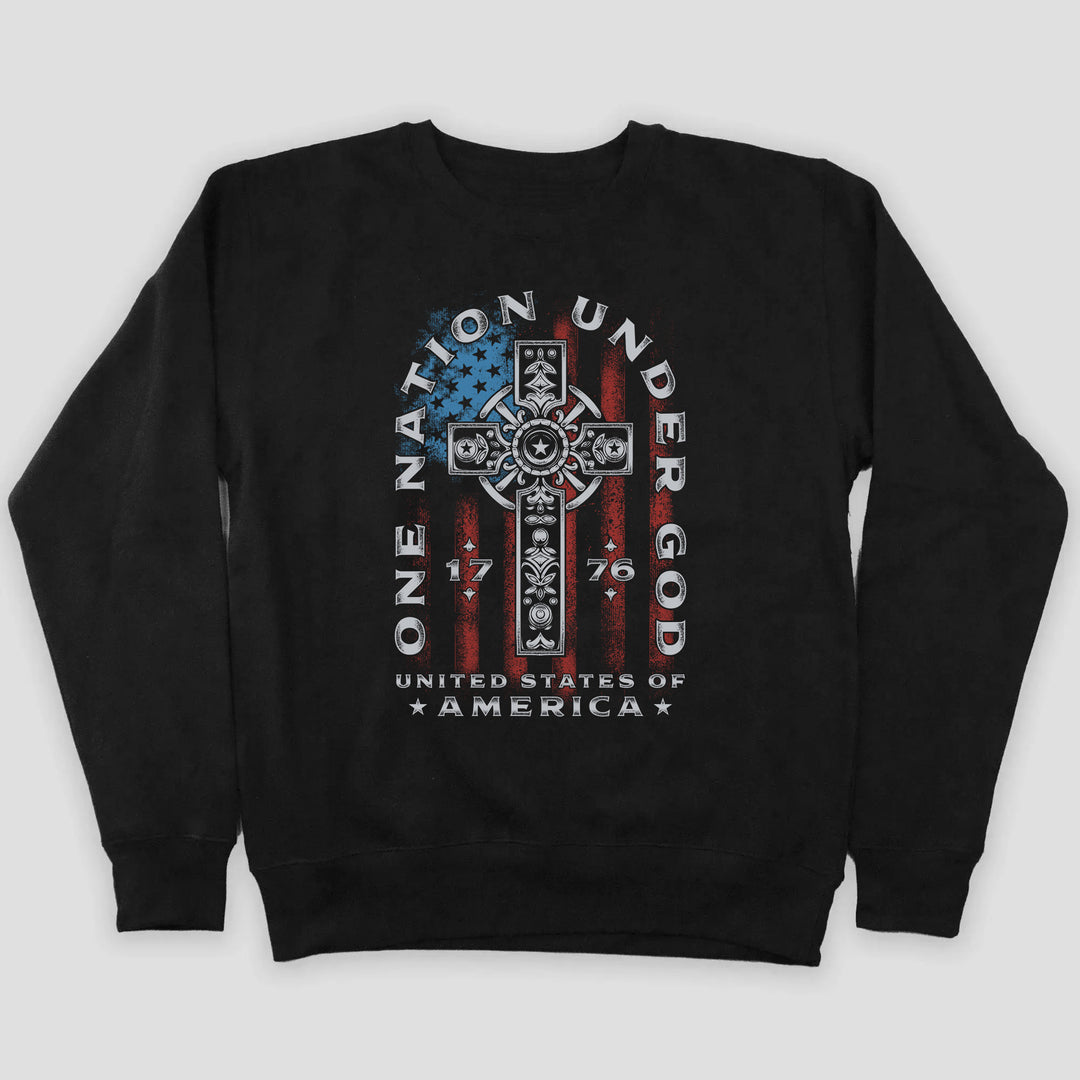 One Nation Under God BLACK Crewneck Sweatshirt