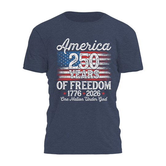 250 Years Of Freedom - Distressed Flag Tee - 4737
