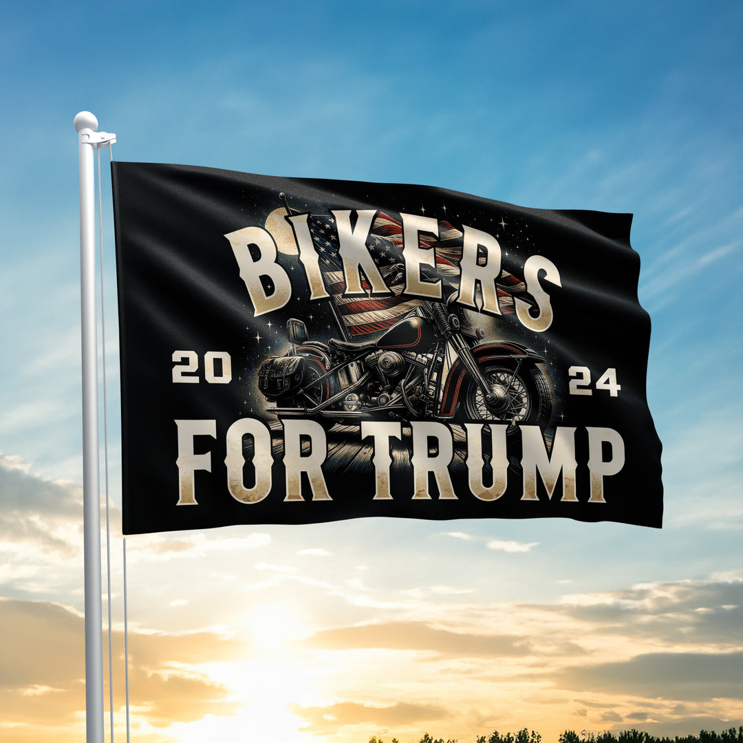 Bikers For Trump - Motorcycle  Illustration - Flag