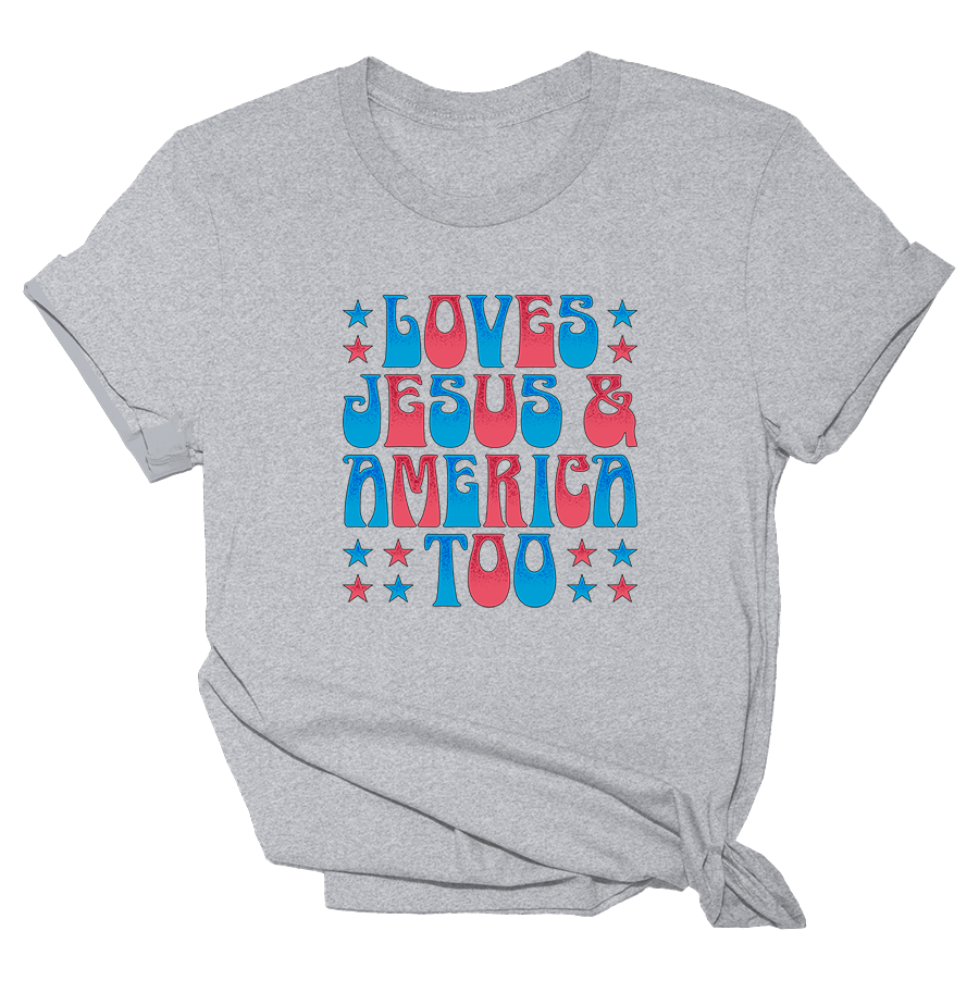 Loves Jesus and America Too - Hippy - Womens Tee