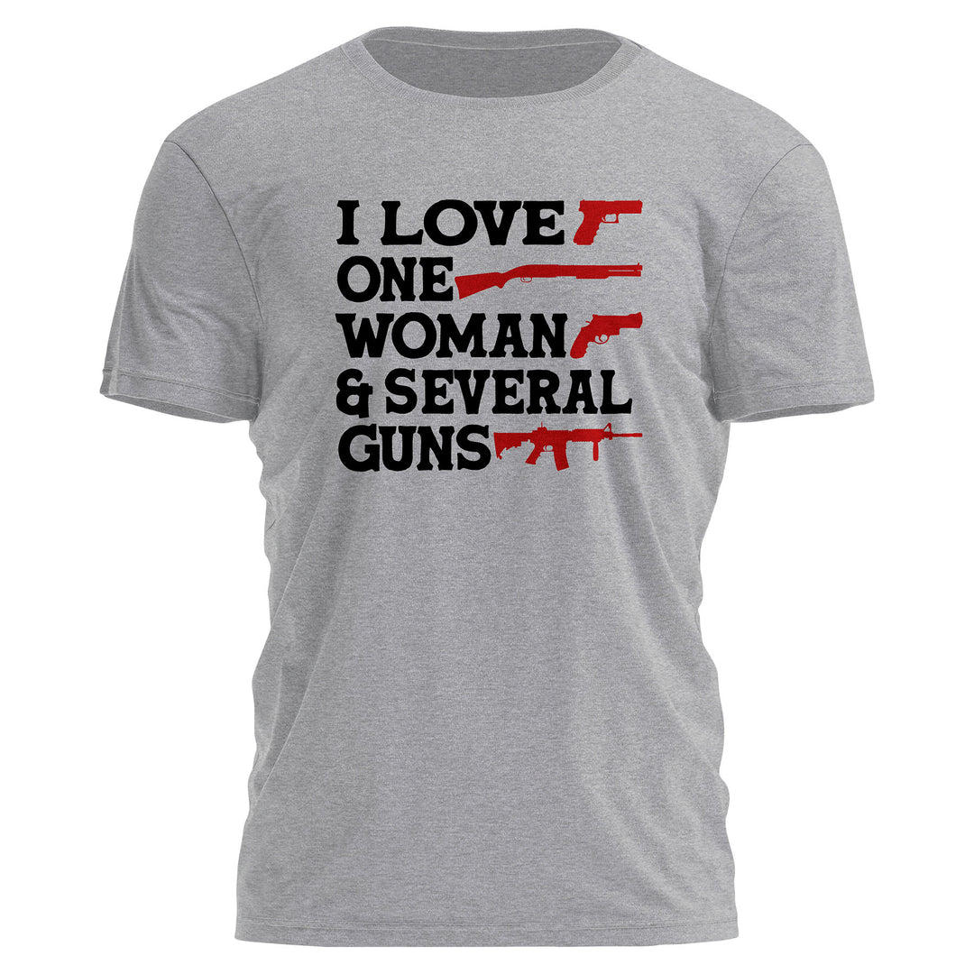 I LOVE ONE WOMEN AND SEVERAL GUNS GREY Tee