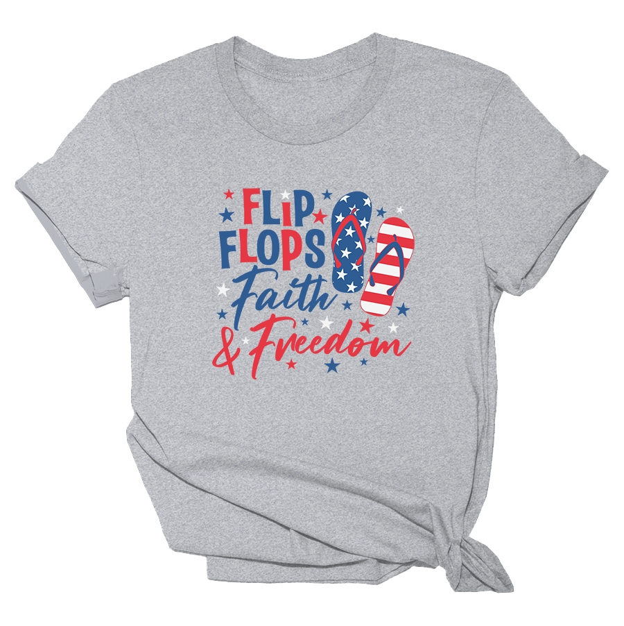 Flip Flops Faith and Freedom - Womens Tee - 2152