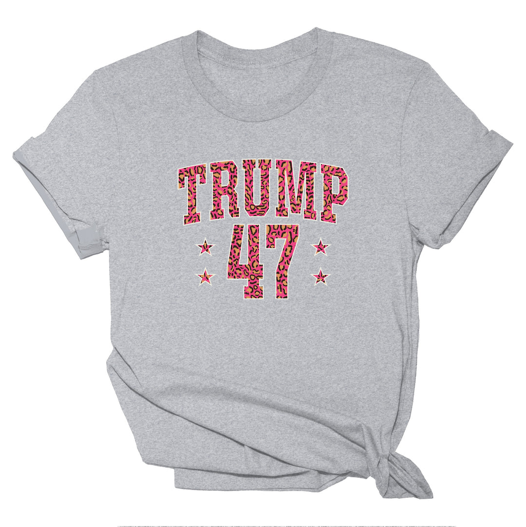 Trump 47 - Leopard Print - Grey - Womens Tee