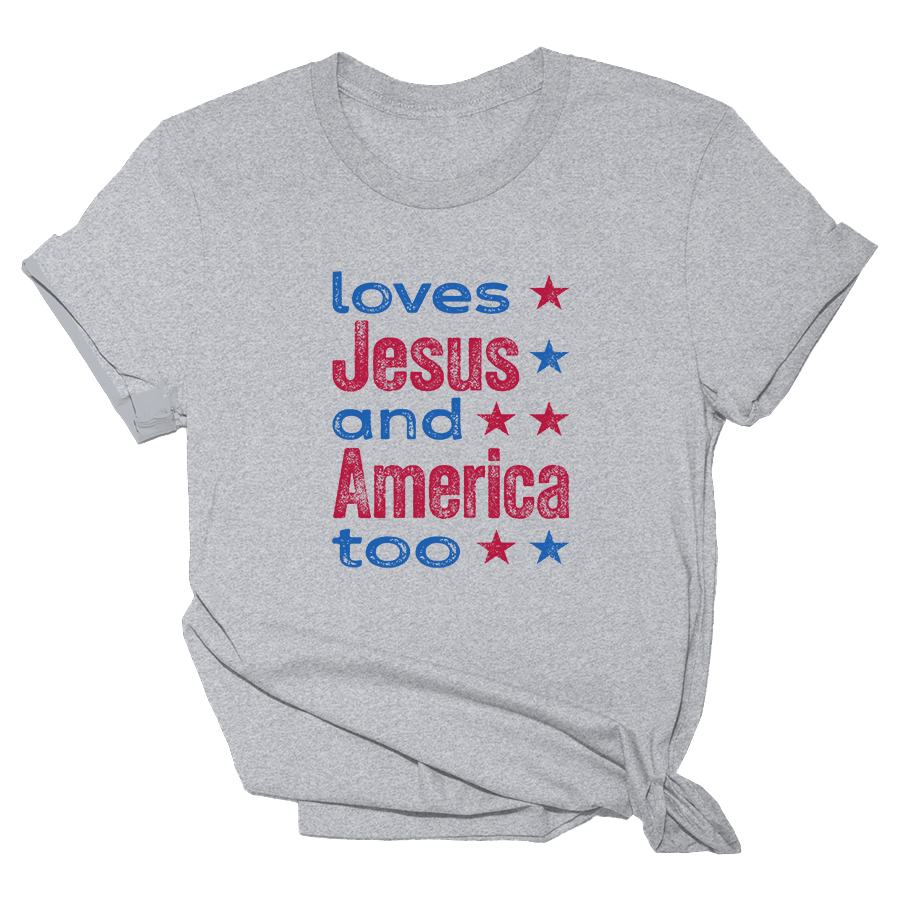 Loves Jesus and America Too - Womens Tee