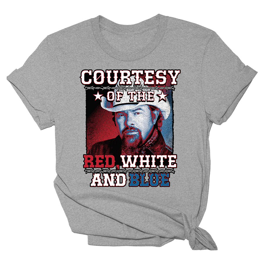 Courtesy Of The Red White And Blue Grey Shirt Womens Tee