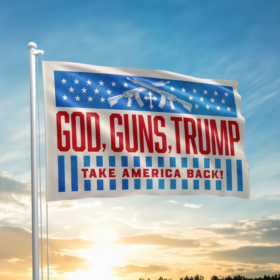 God Guns Trump - Stars and Stripes Flag