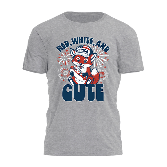 Red White and Cute - Fox Tee - 4797