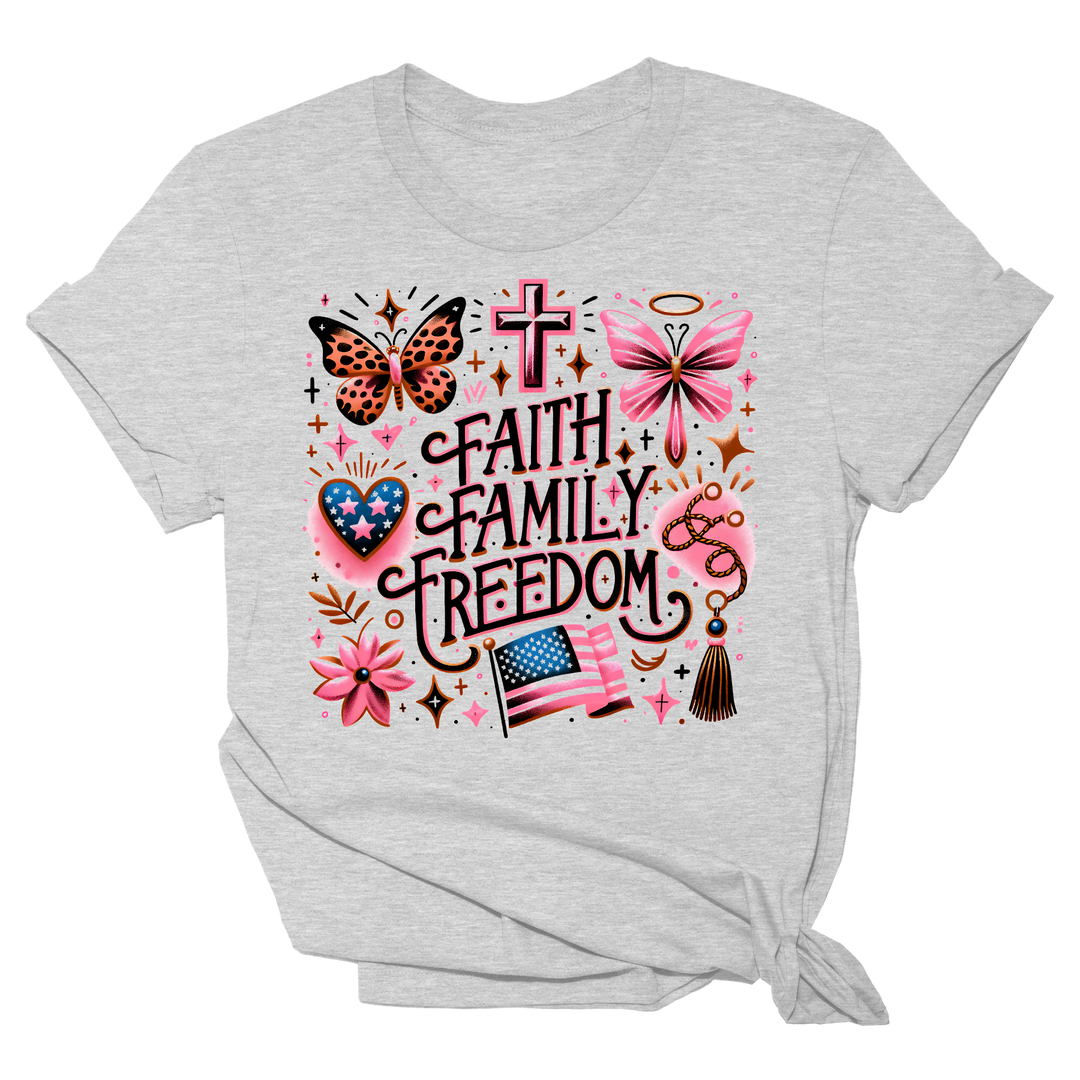 Faith Family Freedom Pink Tee 2164