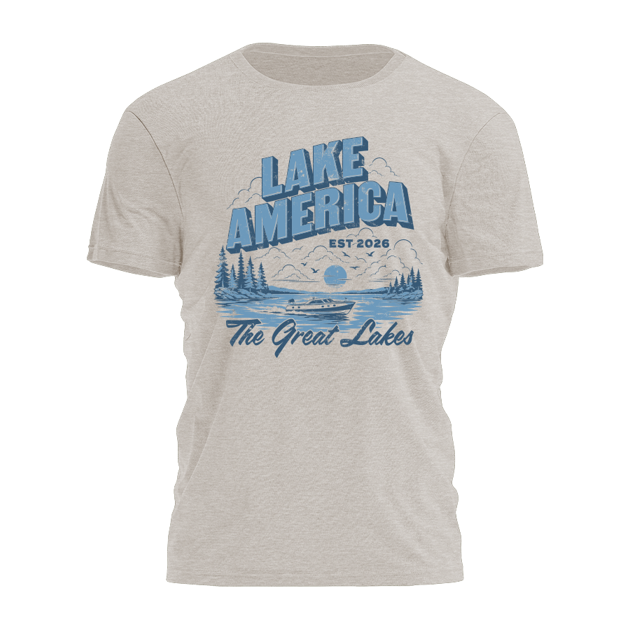 Lake America - Retro Illustration Tee - 5097