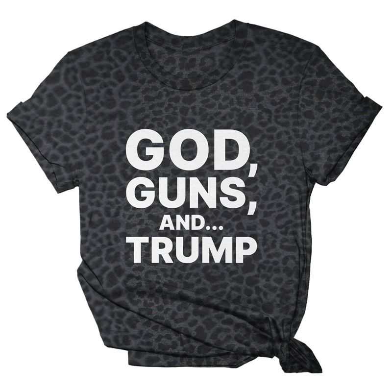 God Guns and Trump Black Leopard Print Women's Shirt Tee