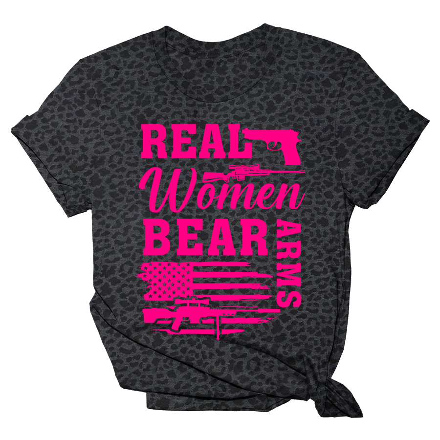 Women Bear Arms Leopard Print Women's Shirt Tee