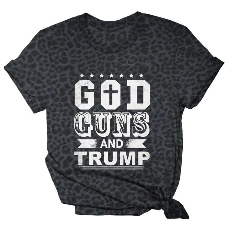 God Guns and Trump Old Version Leopard Print Women's Shirt Tee