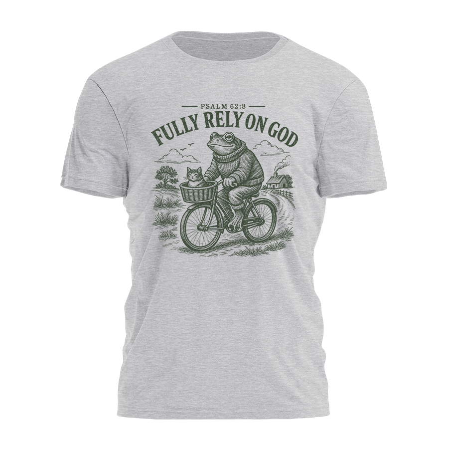 Fully Rely On God Frog and Cat Tee - 4985