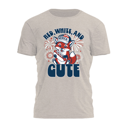 Red White and Cute - Fox Tee - 4797