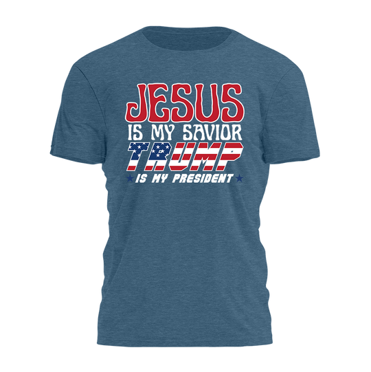 Jesus is My Savior Trump is My President Stone Tee - 2259