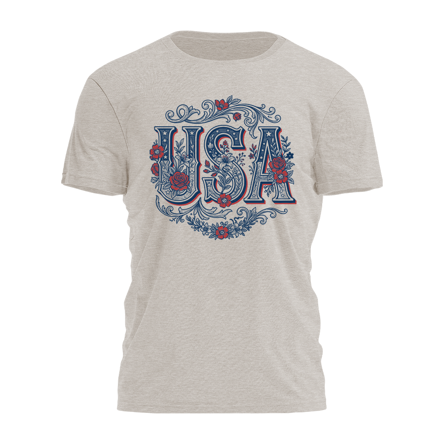 USA - Floral Engraving Tee - 4929