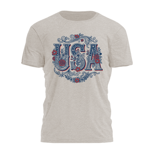 USA - Floral Engraving Tee - 4929