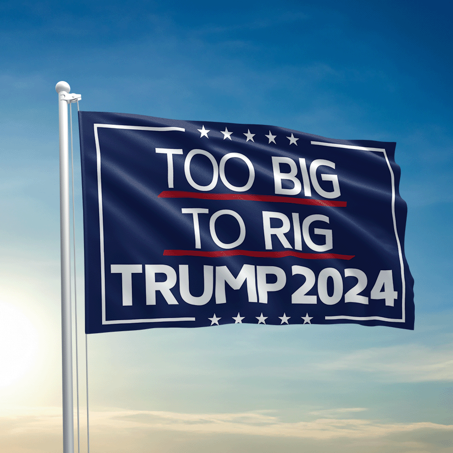 Too Big To Rig Trump 2024 Navy Flag