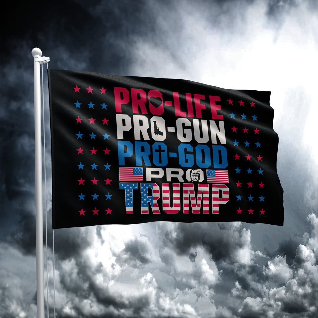 PRO LIFE, PRO GUN, PRO GOD, PRO TRUMP FLAG