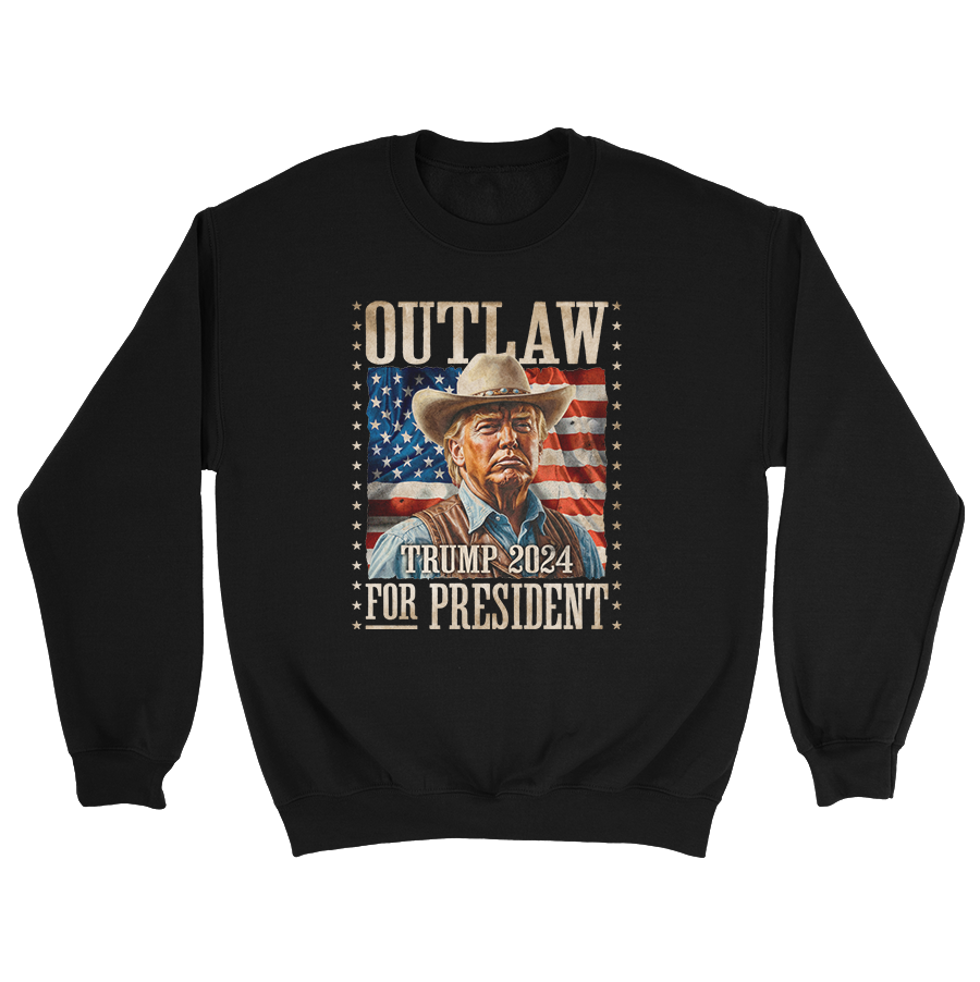 Outlaw For President - Trump 2024 Illustration Crewneck - 3065