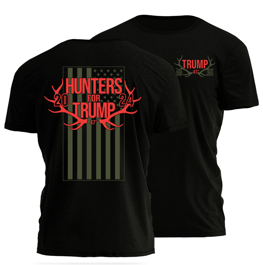 Hunters For Trump 2024 Vertical Flag Shirt Tee - 2052
