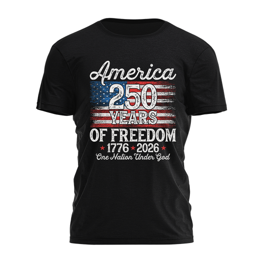250 Years Of Freedom - Distressed Flag Tee - 4737