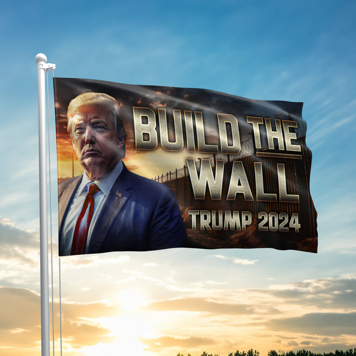 Trump 2024 Build The Wall Flag I Love My Freedom