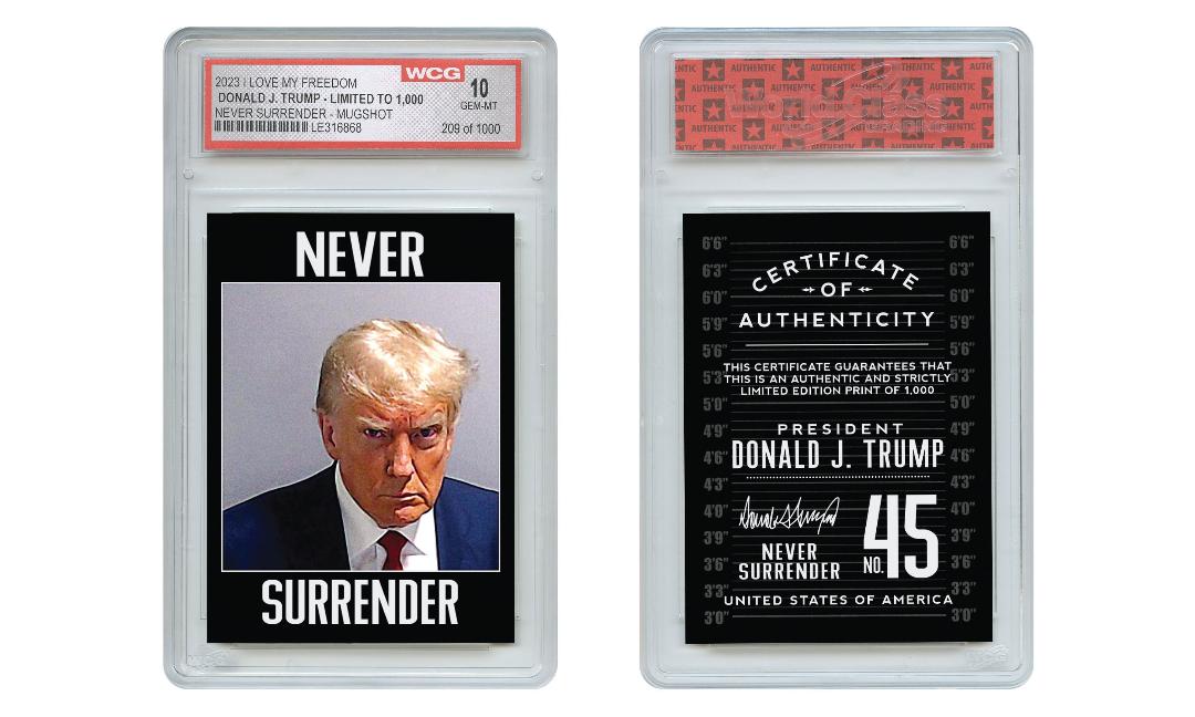 Trump Mugshot "Never Surrender" Collector Card