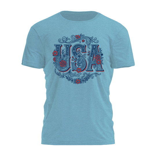 USA - Floral Engraving Tee - 4929