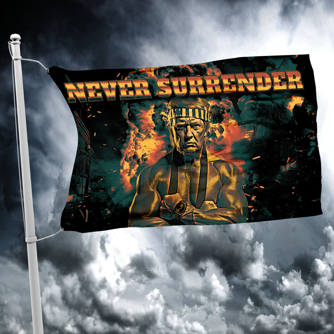 Trump Never Surrender Action Flag