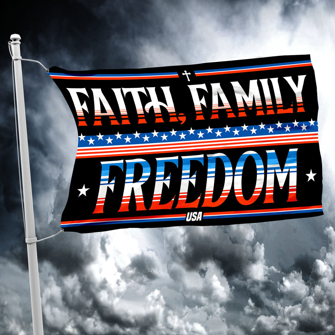 FAITH FAMILY FREEDOM RED WHITE BLUE FLAG