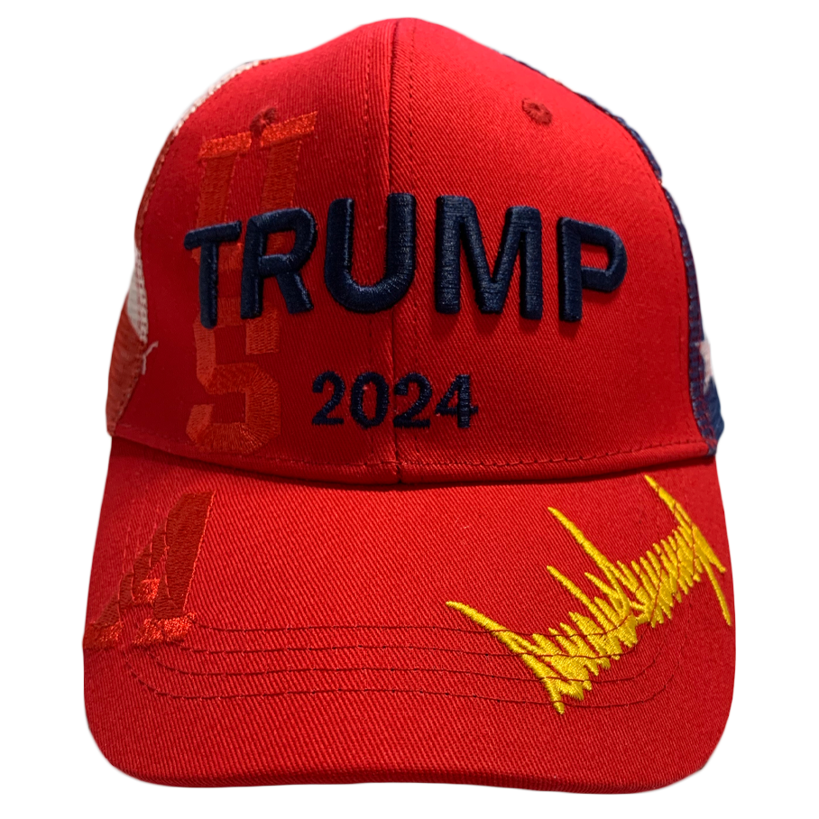 Red TRUMP 2024 Signature Hat 7049 I Love My Freedom