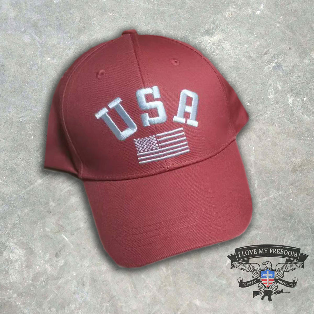 USA Flag Hat (Maroon)