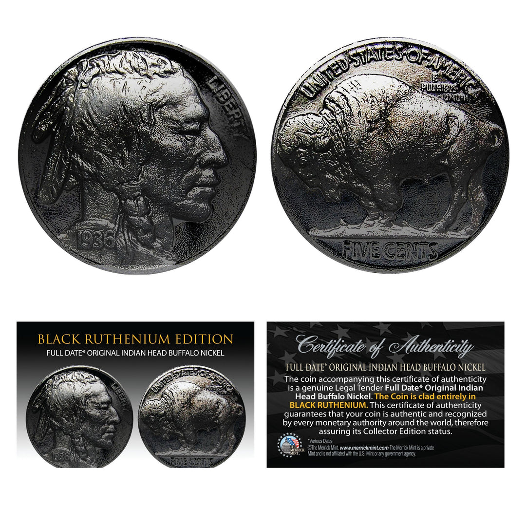 Ruthenium All Black 1930's Buffalo Nickel