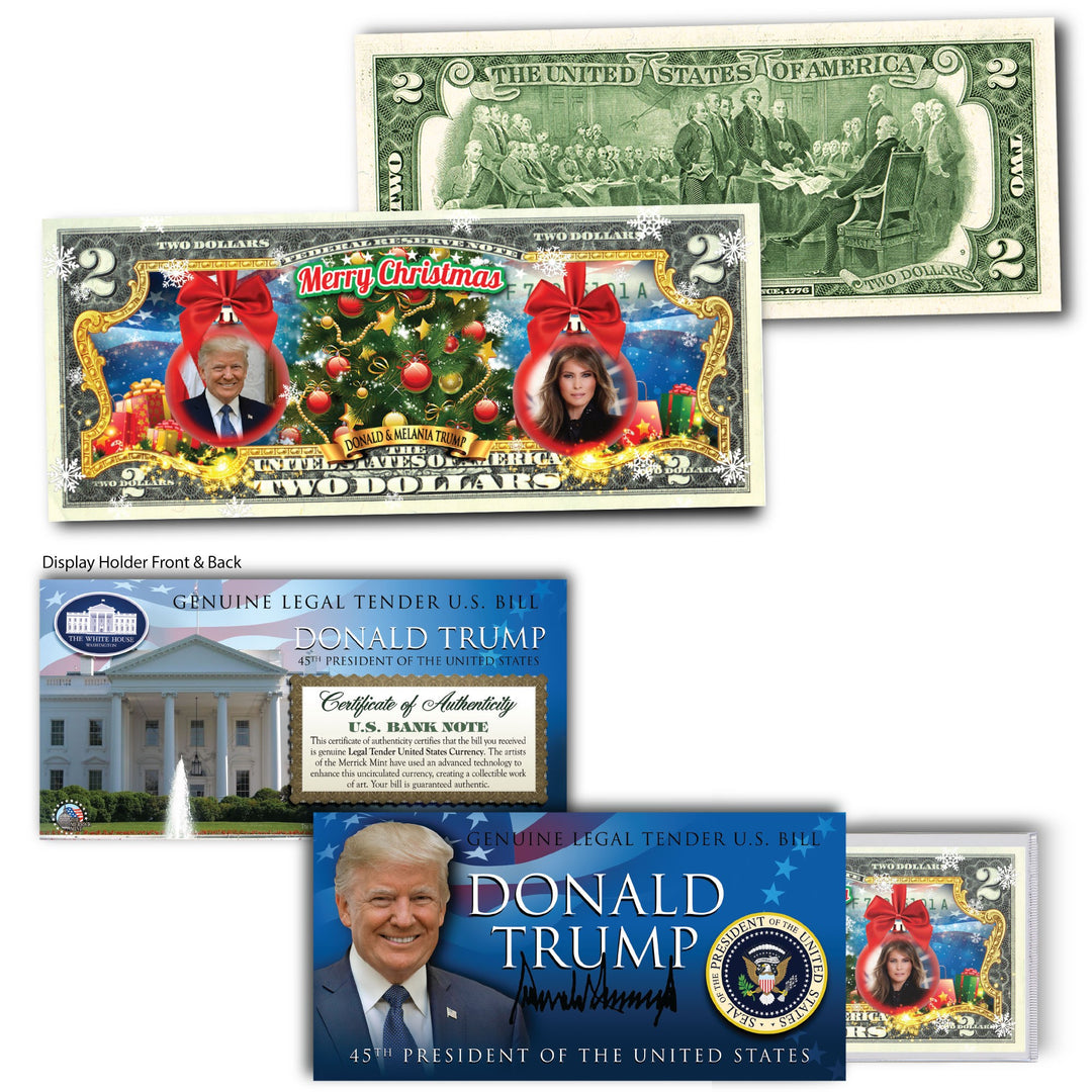 Trump & Melania Christmas Ornament $2 Bill