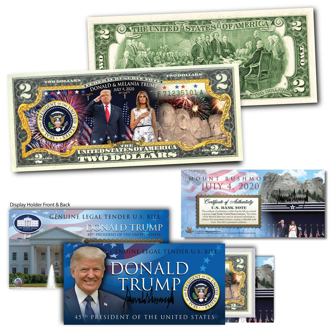 Donald & Melania Trump Mt. Rushmore $2 Bill - I Love My Freedom